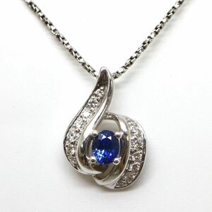 POLA jewelry(ポーラ)◆Pt900 天然サファイア/天然ダイヤモンドネックレス◆Js 約9.9g 約43.5cm 0.40ct sapphire diamond necklace EE5/EF0