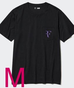 【送料無料 ネコポス発送】RFグラフィックTシャツ UNIQLOユニクロ ロジャーフェデラー Federer Mサイズ 黒 紫文字 テニス半袖 ロゴ