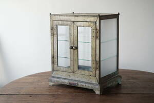 古い4面ガラスの医療用小型ガラスケース ケビント / 日本 / 古道具 アンティーク 食器棚 家具 ショーケース 工業系 インダストリアル
