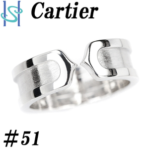 カルティエ C2 K18WG #51 オープンリング 梨地 マット ツヤ消し 地金のみ Cartier 送料無料 美品 中古 SH95327