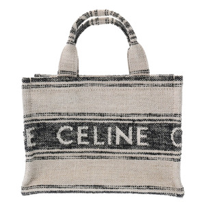 CELINE セリーヌ カバ タイス 白/黒 ゴールド金具 199162ERP レディース キャンバス 2WAYバッグ 新同 中古 銀蔵