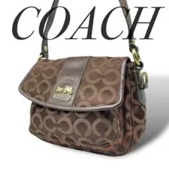 COACH シグネチャー ショルダーバッグ ブラウン キャンバス/レザー 372