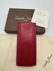 未使用品 カミーユフォルネ キーケース リザード レッド ゴールド camille fournet カミーユ フォルネ キーリング カードケース