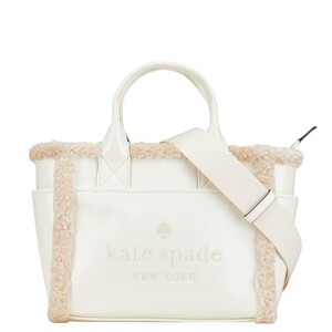 ケイトスペード ロゴ ハンドバッグ ショルダーバッグ 2WAY ホワイト フェイクファー ポリウレタン レザー レディース Kate Spade【中古】