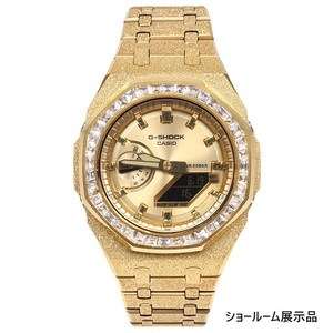 G-SHOCK GA2100gb GARISH GOLD フロステッド カスタム バゲッドカットCZダイヤベゼル カシオーク ゴールドダイアル 艶消しモデル