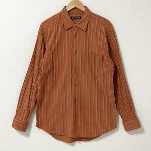 黒タグ ISSEY MIYAKE MEN ジャガード ストライプ 長袖 シャツ オレンジ 3サイズ イッセイミヤケメン 00s VINTAGE archive 4080497