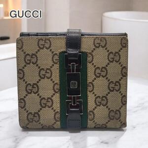 【1点限り】GUCCI グッチ 財布 三つ折り GG柄 レザー ブラウン