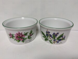 ◎ROYAL WORCESTER HERBS ロイヤルウースター【Sage & Wild Thyme】ココット (径約8cm) 同柄 2個セット MADE IN ENGLAND