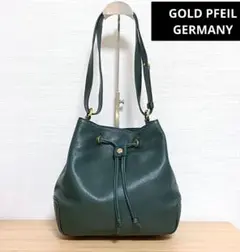 GOLD PFEIL ゴールドファイル ショルダー 巾着 バッググリーン本革