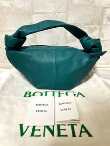 美品！BOTTEGA VENETA ボッテガヴェネタ ダブルノット ハンドバッグ トップハンドル レザー ブルーグリーン 62963