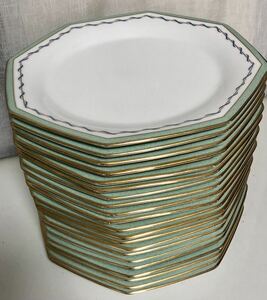 BIG SALE ★★おすすめ★★NORITAKE OCTAGONAL USED DISH PLATES ノリタケ八角形 ミート皿 プレート皿 金彩 約24.5cm 20枚セット中古です。