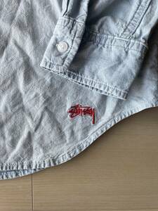 stussy old デニムシャツ ストックロゴ　刺繍ロゴ　ジーンズ　ピケ　ジャケット オールド　刺しゅう