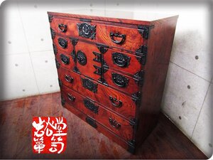 ■美品■岩谷堂箪笥■最高級■白梅2号450■欅/ケヤキ材■漆/うるし塗り■和モダン■民芸家具■5段8杯■整理箪笥■44万■smm9873m