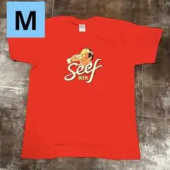 Tシャツ M 赤 ビール seef シーフ レッド レトロ