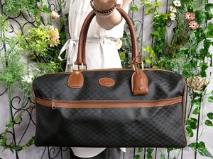 ●超美品●GUCCI オールド グッチ●マイクロGG●ナイロン カーフ レザー 本革●ボストン バッグ●黒 ブラウン●G金具●大容量●Js46941