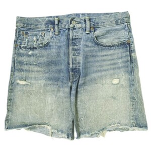 RRL ダブルアールエル CUT OFF DENIM SHORTS カットオフデニムショーツ 32 インディゴ Double RL ダメージ加工 ジーンズ ショートパンツ