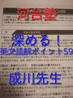 河合塾　成川　深める！英文読解のポイント59　駿台　河合塾　鉄緑会