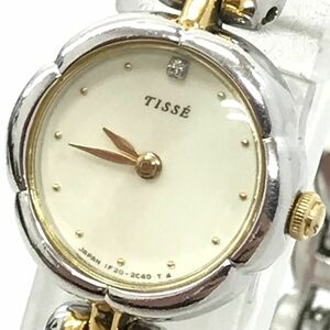 SEIKO セイコー TISSE ティセ 腕時計 1F20-0H80 クオーツ ラウンド アイボリー シルバー ウォッチ ヴィンテージ 電池交換済み 動作確認済み