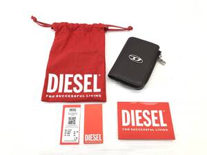 ● 良品 DIESEL ディーゼル 4連 キーケース コインケース L字ファスナー キーホルダー 二つ折り メンズ ブラウン ●