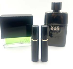 ★グッチ香水/ENVY FOR MEN EDT. 3.5ml Spray & Guilty Intense 3.5ml Spray Sets★詰め替え品(画像前方の小(黒)スプレー2本のみ出品)