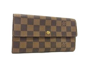 1円 LOUIS VUITTON ルイヴィトン N61726 ダミエ ポルトフォイユ サラ 二つ折り 長財布 ウォレット 札入れ 小銭入れ ブラウン系 FH4760