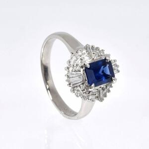 仙台★質★Pt サファイヤリング S1.06ct D0.44ct 5.3g ★ #14 ダイヤ プラチナ