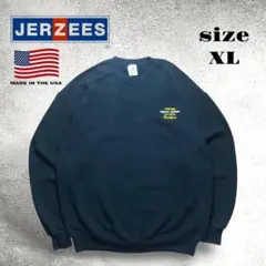 90s USA製 JERZEES　企業ロゴ 刺繍スウェット 黒 XL