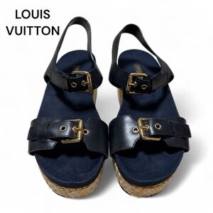 LOUIS VUITTON ルイヴィトン モノグラム ストロー サンダル 36 1/2