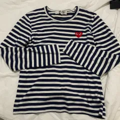 【雷市場（ポンジャン）商品韓国直送】 COMME des GARCONS(コム・デ・ギャルソン) ストライプ 長袖Tシャツ レディース M