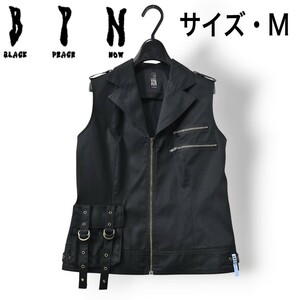 Y2K【美品】BPN ブラックピースナウ/ライダース ベスト/L/黒【クリーニング済み】BLACK PEACE NOW/パンク/グランジ/ゴシック/ヴィンテージ