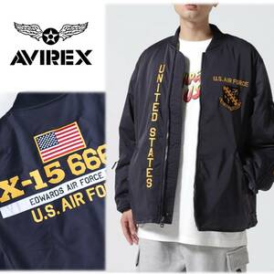 《AVIREX アヴィレックス》新品 保温性◎ ビッグロゴ刺繍 MA-1 フライトジャケット ブルゾン L A8721