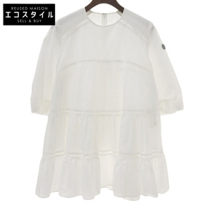 美品 BORDERS at BALCONY ボーダーズアットバルコニー コットン バレリーナ Tシャツ チュニックトップス ホワイト 36 BD2211H-3C-01