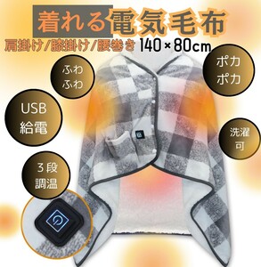 電気毛布 発熱毛布 140x80cm 電気ブランケット 大判サイズ usb給電 電熱毛布 掛け敷き 電気ひざ掛け アウトドア 車用 キャンプ グレー