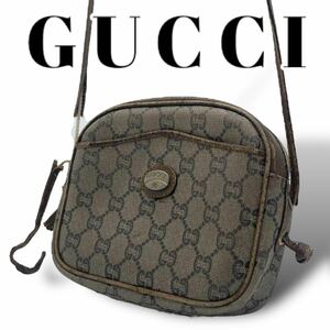 オールドGUCCI　グッチプラスショルダーバック　ショルダーバッグ レザー GG柄