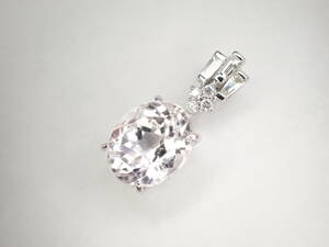 4/美品 K18WG クンツァイト4.88ct ダイヤ ペンダントトップ