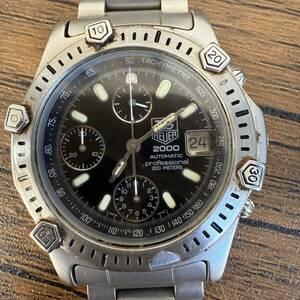 【TK0111？】TAG HEUER タグホイヤー196.306 プロフェッショナル 2000 デイト 200m 稼動品 ベルト破損