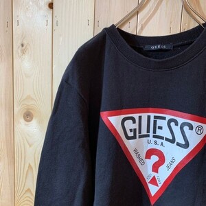 [KWT1986] GUESS 長袖トレーナー メンズ ブラック M 60