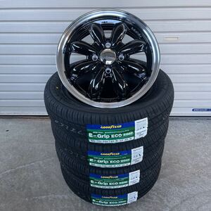 ララパームCUP2◆グッドイヤーEG02◆155/65R14◆軽自動車NBOXタントムーヴミラスペーシアギアワゴンRラパン　ピアノブラック