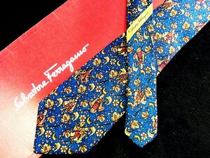 ♪今週の特売980円～♪1525♪状態並品【Ferragamo】フェラガモ【人 花 植物 柄】ネクタイ♪