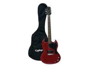 【ジャンク品】Epiphone/エピフォン by GIBSON ギブソン Junior MODEL エレキギター レッド 赤 ソフトケース付き 弦楽器 現状品 (47695N1)