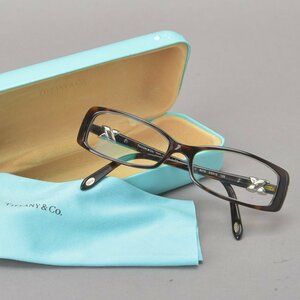 極美品 TIFFANY&Co. ティファニー べっ甲 眼鏡 TF2016 ケース付き ブラウン シルバー レディース サングラス メガネフレーム Mk.e/k.g