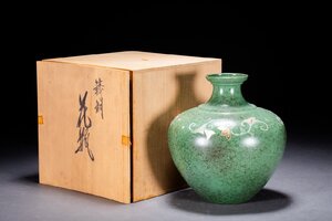 【善古堂】某有名オークション買入 時代物 高岡銅器 正春造 鋳銅 花瓶 花入 花生 和風インテリア 骨董品 古美術1125-267S02　