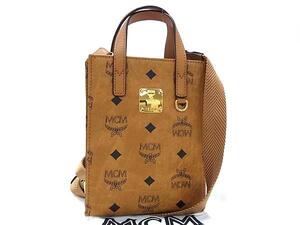 ■新品■未使用■ MCM エムシーエム モノグラム ヴィセトス柄 レザー 2WAY ハンドバッグ トート ショルダーバッグ ブラウン系 FF8501