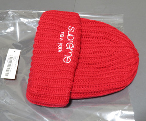 23aw Supreme Classic Logo Chunky Ribbed Beanie RED