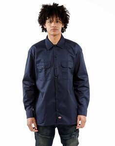 Dickies (ディッキーズ) US 長袖 ワークシャツ (574) Long Sleeve Work Shirt Navy ネイビー (XL)