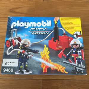 未使用 playmobil プレイモービル 9468 消防署 消防隊員とウォーターポンプ CITY ACTION