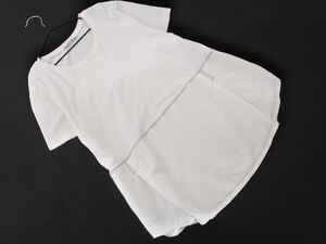 ネコポスOK ZARA ザラ 素材 切替 カットソー sizeS/白 ■◆ ☆ efb9 レディース