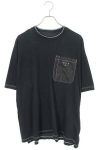 プラダ PRADA 22SS UJN790 サイズ:XS トライアングルプレートナイロンポケットオーバーサイズTシャツ 中古 SB01