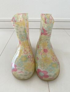 キッズ　レインブーツ　長靴　雨具　花柄　15cm