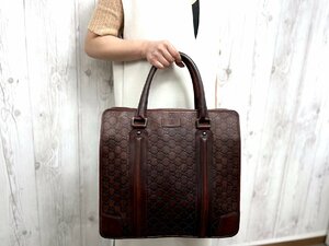 美品 GUCCI グッチ グッチシマ GG柄 トートバッグ ハンドバッグ バッグ レザー 茶 A4収納可 メンズ 72090